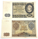 COLLECTION Polish Banknotes 1940 - 1948
POLSKA / POLAND / POLEN / POLOGNE / POLSKO

100 zlotys 1941 seria A i 500 zlotys 1940 seria A 

- 100 zło...