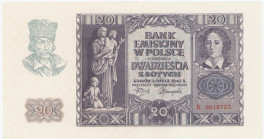 COLLECTION Polish Banknotes 1940 - 1948
POLSKA / POLAND / POLEN / POLOGNE / POLSKO

20 zlotys 1940 seria K 

Niewielkie zagniecenia na lewym marg...