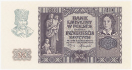 COLLECTION Polish Banknotes 1940 - 1948
POLSKA / POLAND / POLEN / POLOGNE / POLSKO

20 zlotys 1940 bez oznaczenia serii i numeracji 

Papier ze z...