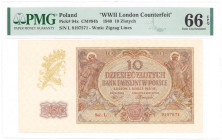 COLLECTION Polish Banknotes 1940 - 1948
POLSKA / POLAND / POLEN / POLOGNE / POLSKO

10 zlotys 1940 seria L, PMG 66 EPQ 

Wyśmienicie zachowany ba...