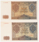 COLLECTION Polish Banknotes 1940 - 1948
POLSKA / POLAND / POLEN / POLOGNE / POLSKO

100 zlotys 1941 seria A i D, group 2 banknotes 

Pięknie zach...