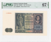 COLLECTION Polish Banknotes 1940 - 1948
POLSKA / POLAND / POLEN / POLOGNE / POLSKO

50 zlotys 1941 seria A, PMG 67 EPQ (2 MAX)- BEAUTIFUL 

Tylko...
