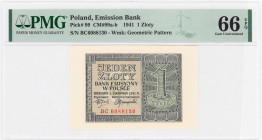 COLLECTION Polish Banknotes 1940 - 1948
POLSKA / POLAND / POLEN / POLOGNE / POLSKO

1 zloty 1941 seria BC, PMG 66 EPQ – EXCELLENT 

Egzemplarz w ...