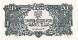 COLLECTION Polish Banknotes 1940 - 1948
POLSKA / POLAND / POLEN / POLOGNE / POLSKO

20 zlotys 1944 seria YO – OBOWIĄZKOWE 

Ślad po spinaczu na p...