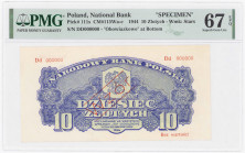 COLLECTION Polish Banknotes 1940 - 1948
POLSKA / POLAND / POLEN / POLOGNE / POLSKO

SPECIMEN 10 zlotys 1944 seria Dd - OBOWIĄZKOWE, PMG67 EPQ (MAX)...