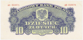 COLLECTION Polish Banknotes 1940 - 1948
POLSKA / POLAND / POLEN / POLOGNE / POLSKO

10 zlotys 1944 seria CH – OBOWIĄZKOWYM 

Świeży papier, bankn...
