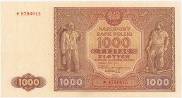 COLLECTION Polish Banknotes 1940 - 1948
POLSKA / POLAND / POLEN / POLOGNE / POLSKO

1.000 zlotys 1946, seria P - RARITY R4 

Obiegowy egzemplarz....