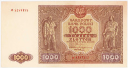 COLLECTION Polish Banknotes 1940 - 1948
POLSKA / POLAND / POLEN / POLOGNE / POLSKO

1.000 zlotys 1946 seria D 

Złamany w pionie, nieświeże naroż...