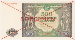 COLLECTION Polish Banknotes 1940 - 1948
POLSKA / POLAND / POLEN / POLOGNE / POLSKO

SPECIMEN 500 zlotys 1946 – RARITY R6 

Czerwonym dwukrotne pr...