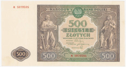 COLLECTION Polish Banknotes 1940 - 1948
POLSKA / POLAND / POLEN / POLOGNE / POLSKO

500 zlotys 1946 seria K 

Banknot parokrotnie złamany. Papier...