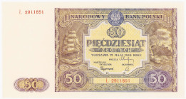 COLLECTION Polish Banknotes 1940 - 1948
POLSKA / POLAND / POLEN / POLOGNE / POLSKO

50 zlotys 1946, seria Ł – EXCELLENT 

Rzadki banknot w tak pi...