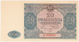 COLLECTION Polish Banknotes 1940 - 1948
POLSKA / POLAND / POLEN / POLOGNE / POLSKO

20 zlotys 1946 - seria A 

Wariant z drukiem w kolorze zielon...