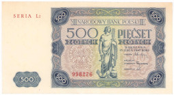 COLLECTION Polish Banknotes 1940 - 1948
POLSKA / POLAND / POLEN / POLOGNE / POLSKO

500 zlotys 1947 seria L2 - RARITY R4 

Banknot parokrotnie zł...