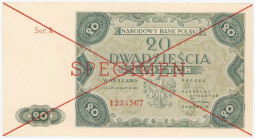 COLLECTION Polish Banknotes 1940 - 1948
POLSKA / POLAND / POLEN / POLOGNE / POLSKO

 SPECIMEN 20 zlotys 1947 seria A - RARITY R5 

Wzór banknotu ...