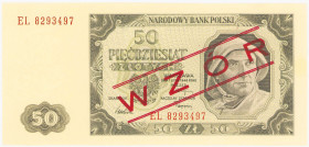 COLLECTION Polish Banknotes 1940 - 1948
POLSKA / POLAND / POLEN / POLOGNE / POLSKO

 SPECIMEN 50 zlotys 1948 seria EL 

Czerwony ukośny nadruk WZ...