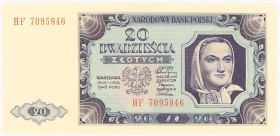 COLLECTION Polish Banknotes 1940 - 1948
POLSKA / POLAND / POLEN / POLOGNE / POLSKO

20 zlotys 1948 seria HF 

Minimalne zagniecenie na dolnym mar...