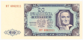 COLLECTION Polish Banknotes 1940 - 1948
POLSKA / POLAND / POLEN / POLOGNE / POLSKO

20 zlotys 1948 seria HT 

Piękny egzemplarz.&nbsp;Lucow 1272 ...