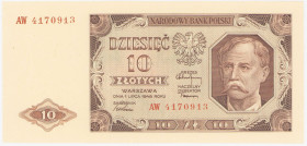 COLLECTION Polish Banknotes 1940 - 1948
POLSKA / POLAND / POLEN / POLOGNE / POLSKO

10 zlotys 1948 seria AW – EXCELLENT 

Minimalne skośne ugięci...