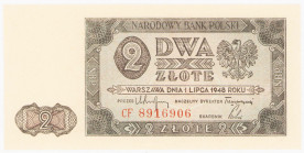COLLECTION Polish Banknotes 1940 - 1948
POLSKA / POLAND / POLEN / POLOGNE / POLSKO

2 zlote 1948 seria CF – EXCELLENT 

Pięknie zachowane.Lucow 1...