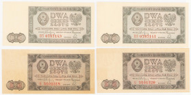 COLLECTION Polish Banknotes 1940 - 1948
POLSKA / POLAND / POLEN / POLOGNE / POLSKO

2 zlote 1948 seria U i BS, group 4 sztuk - BLISKIE NUMERU 

B...