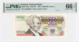 COLLECTION PRL banknotes
POLSKA / POLAND / POLEN / POLOGNE / POLSKO

2.000.000 zlotys 1993 seria A, PMG 66 EPQ 

Wyśmienicie zachowany banknot w ...