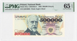 COLLECTION PRL banknotes
POLSKA / POLAND / POLEN / POLOGNE / POLSKO

500.000 zlotys 1993 seria L, PMG 65 

Wyśmienicie zachowany banknot w gradin...