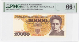 COLLECTION PRL banknotes
POLSKA / POLAND / POLEN / POLOGNE / POLSKO

20.000 zlotys 1989, seria AM, PMG 66 EPQ 

Wyśmienicie zachowany banknot w g...