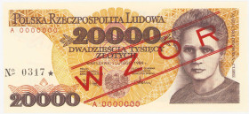 COLLECTION PRL banknotes
POLSKA / POLAND / POLEN / POLOGNE / POLSKO

SPECIMEN / WZOR. 20.000 zlotys 1989 seria A 

WZÓR / SPECIMEN, numeracja zer...