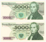 COLLECTION PRL banknotes
POLSKA / POLAND / POLEN / POLOGNE / POLSKO

5.000 zlotys 1982 seria A i 5.000 zlotys 1986 seria AY 

Najrzadsza seria je...
