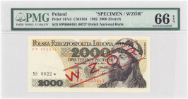 COLLECTION PRL banknotes
POLSKA / POLAND / POLEN / POLOGNE / POLSKO

SPECIMEN/SPECIMEN 2.000 zlotys 1982 seria BP, PMG 66 EPQ - NISKA NUMERACJA WZO...
