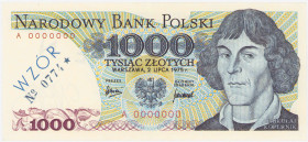 COLLECTION PRL banknotes
POLSKA / POLAND / POLEN / POLOGNE / POLSKO

SPECIMEN / WZOR 1.000 zlotys 1975, seria A – RARE 

Granatowym ukośnie WZÓR ...