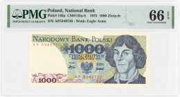 COLLECTION PRL banknotes
POLSKA / POLAND / POLEN / POLOGNE / POLSKO

1.000 zlotys 1975, seria AP, PMG 66. 

Wyśmienicie zachowany banknot w gradi...