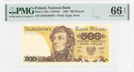 COLLECTION PRL banknotes
POLSKA / POLAND / POLEN / POLOGNE / POLSKO

500 zlotys 1982 seria DM,PMG 66 EPQ 

Wyśmienicie zachowany banknot w gradin...