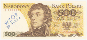 COLLECTION PRL banknotes
POLSKA / POLAND / POLEN / POLOGNE / POLSKO

SPECIMEN / WZOR. 500 zlotys 1974 seria K 

WZÓR / SPECIMEN, numeracja zerowa...