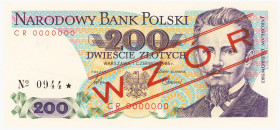 COLLECTION PRL banknotes
POLSKA / POLAND / POLEN / POLOGNE / POLSKO

SPECIMEN / WZOR. 200 zlotys 1986 seria CR 

WZÓR / SPECIMEN, numeracja zerow...
