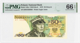 COLLECTION PRL banknotes
POLSKA / POLAND / POLEN / POLOGNE / POLSKO

50 zlotys 1975, seria BM,PMG 66. 

Wyśmienicie zachowany banknot w gradingu ...