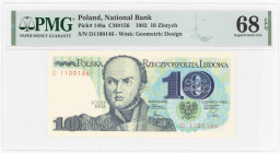 COLLECTION PRL banknotes
POLSKA / POLAND / POLEN / POLOGNE / POLSKO

10 zlotys 1982 seria D, PMG 68 EPQ - EXCELLENT 

Wyśmienicie zachowany bankn...
