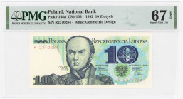 COLLECTION PRL banknotes
POLSKA / POLAND / POLEN / POLOGNE / POLSKO

10 zlotys 1982 seria R, PMG 67 EPQ 

Wyśmienicie zachowany banknot w grading...