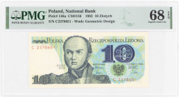 COLLECTION PRL banknotes
POLSKA / POLAND / POLEN / POLOGNE / POLSKO

10 zlotys 1982 seria C, PMG 68 EPQ - EXCELLENT 

Wyśmienicie zachowany bankn...