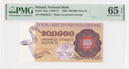 COLLECTION PRL banknotes
POLSKA / POLAND / POLEN / POLOGNE / POLSKO

PRL. 200.000 zlotys 1989 seria P, PMG 65 EPQ 

Egzemplarz w gradingu PMG doc...