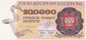COLLECTION PRL banknotes
POLSKA / POLAND / POLEN / POLOGNE / POLSKO

200.000 zlotys 1989 seria B 

Pięknie zachowany banknot.Lucow 1518 (R3); Mił...