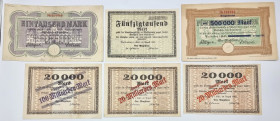 COLLECTION PRL banknotes
Silesia, Walbrzych. 50 to 20,000 mark 1922-1923, group of 6 bills 

Większość bonów przestemplowana z powodu hiperinflacji...