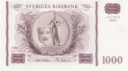 World banknotes
WORLD / USA / BANKNOTES / PAPER MONEY

Sweden. 1,000 crowns 1965 - RARE 

Naturalny, obiegowy egzemplarz. Banknot parokrotnie zła...
