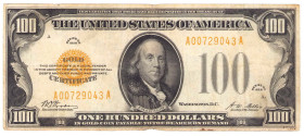 World banknotes
WORLD / USA / BANKNOTES / PAPER MONEY

USA. $100 1928, AA Gold Certificate - RARE 

Podpisy Woods i Mellon. Rzadki, wysoki nomina...