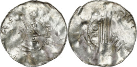 Medieval WORLD coins
GERMANY / ENGLAND / CZECH / GERMAN / GREAT BRITIAN

Germany, Swabia - Esslingen. Henry II (1002-1024). Denarius 

Aw.: Głowa...