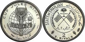 Emirate of Ajman
United Arab Emirates - Sharjah, Khalid b. Muhammad, P2 Riyals, 1970 / 1389 h, World Cup Mexico - RARE 

Rzadka i poszukiwana monet...