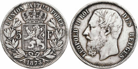 Belgium
 Belgium, Leopold II (1865-1909). 5 francs 1873, Brussels 

Patyna.KM 24

Details: 24,84 g Ag 
Condition: 3 (VF)