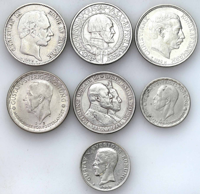 Denmark
Denmark, Sweden, 1 - 2 kroner 1875 - 1950, set of 7 coins 

Zróżnicow...