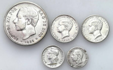 Spain
Spain, Portugal. Silver coins, set of 5 pieces 

Zróżnicowany zestaw monet srebrnych.Pozycje w różnych stanach zachowania.

Details: 39,65 ...