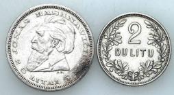 Latvia / Lithuania / Estonia
Lithuania. 2 litas 1925 and 5 litai 1936, Kaunas, set of 2 coins 

Zestaw zawiera 2 monety.Parchimowicz 10, 12

Deta...